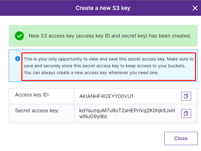 OOTBI S3 Key